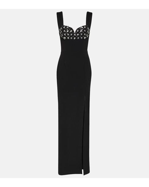 Rebecca Vallance Black Bianca Crystal-embellished Gown