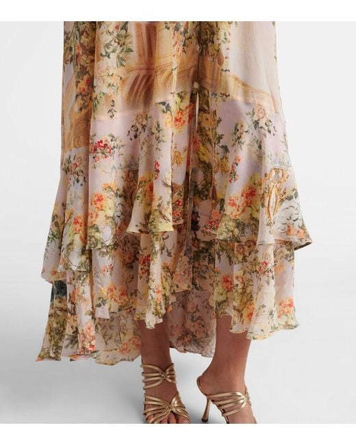 Camilla Natural Embellished Floral Silk Crepe Maxi Dress