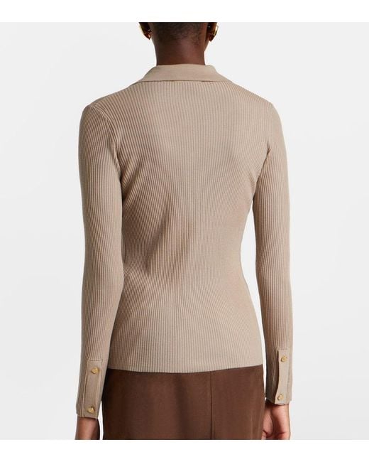 Max Mara Natural Ribbed-Knit Wool Cardigan
