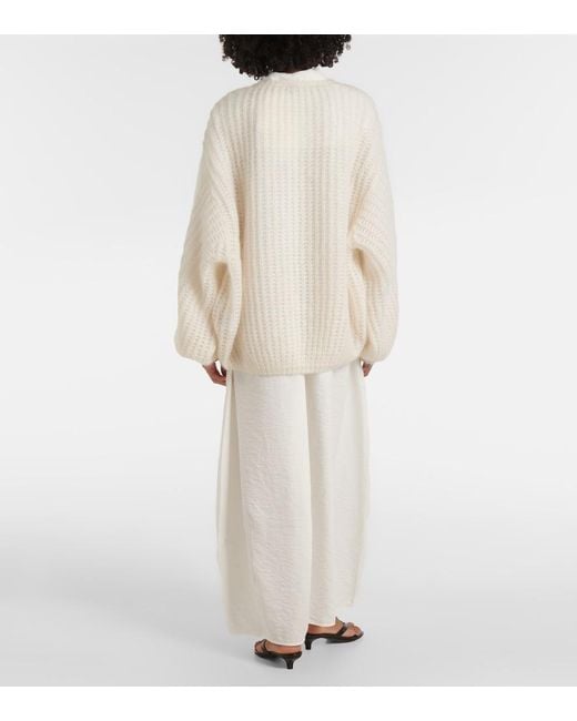 Totême White Open-Front Mohair-Blend Cardigan