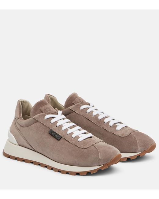Brunello Cucinelli Brown Suede Sneakers