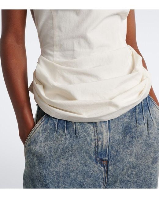 Magda Butrym White Draped Cotton And Silk Top