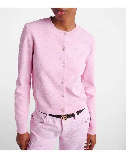Gucci Pink Gg Jacquard Cardigan