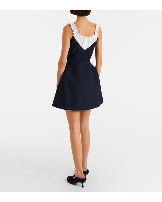 ShuShu/Tong Blue Ruffled Wool And Silk Minidress