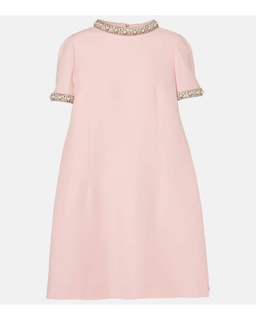Valentino Pink Verziertes Minikleid Aus Crepe Couture
