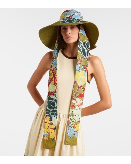 ALÉMAIS Green Solstice Floral Cotton Sun Hat
