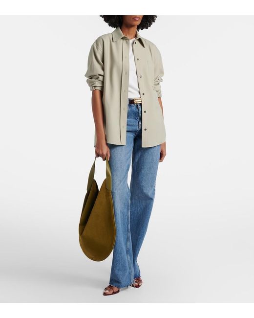 Victoria Beckham Green Soft Plie Suede Shoulder Bag