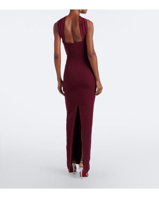 Roland Mouret Purple Scarf-Detail Bustier Gown