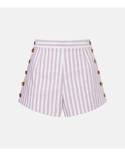 Vivienne Westwood White Elle Pinstripe Cotton Shorts
