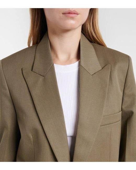 Victoria Beckham Green Belted Wool-Blend Blazer