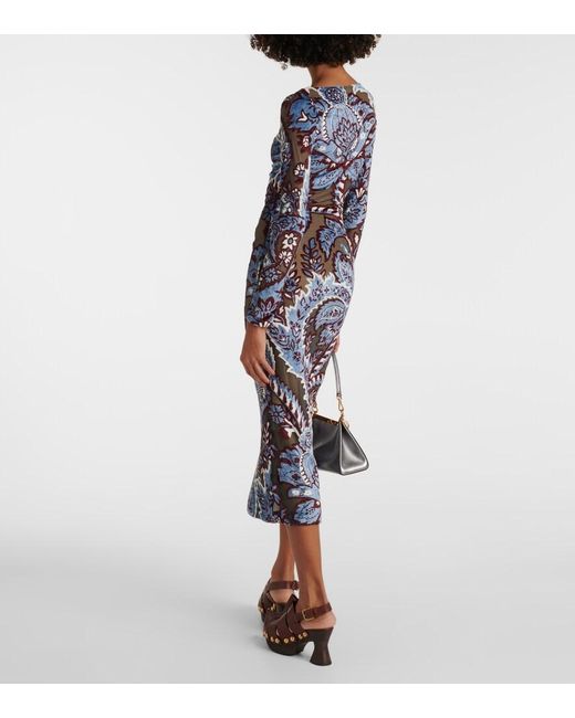 Etro Blue Dress With Jacquard Effect