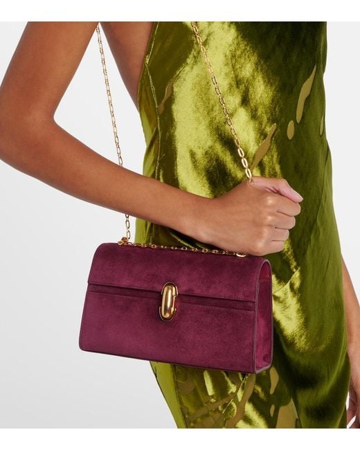 SAVETTE Purple Symmetry Suede Crossbody Bag