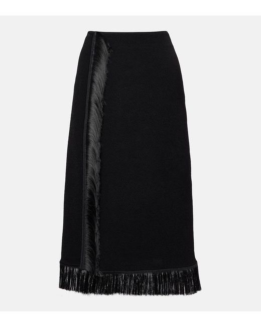 Jil Sander Black Fringed Midi Skirt