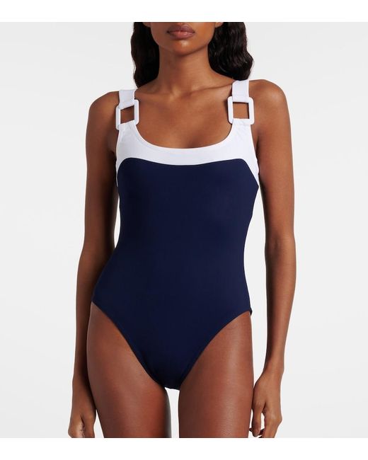 Karla Colletto Blue Mira Colorblocked Swimsuit