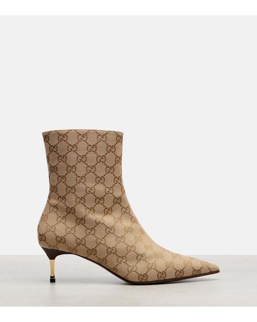 Gucci Natural Bombshell 55 Gg Canvas Ankle Boots
