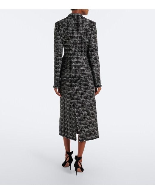 Erdem Black Checked Cotton-Blend Tweed Maxi Skirt