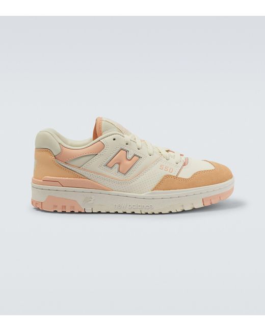 New Balance 550 Leather Sneakers in White/Pink (White) for Men Lyst