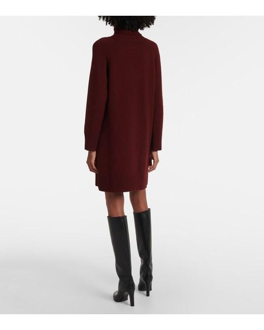 Max Mara Red Trudy Virgin Wool Turtleneck Minidress