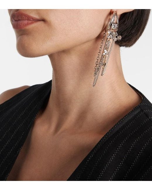 Isabel Marant White Embellished Single Hoop Earring