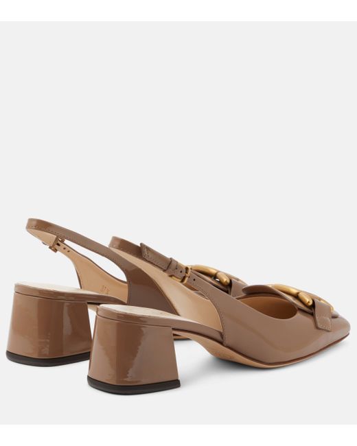 Tod's Natural Kate Patent Leather Slingback Pumps