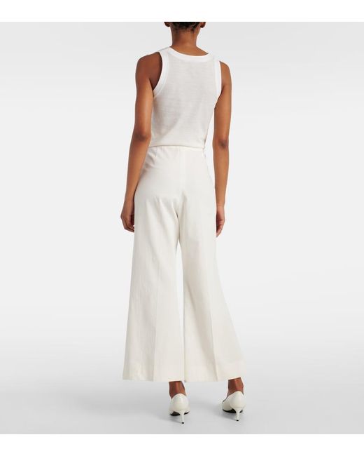 Khaite White Walter Cotton Canvas Flared Pants
