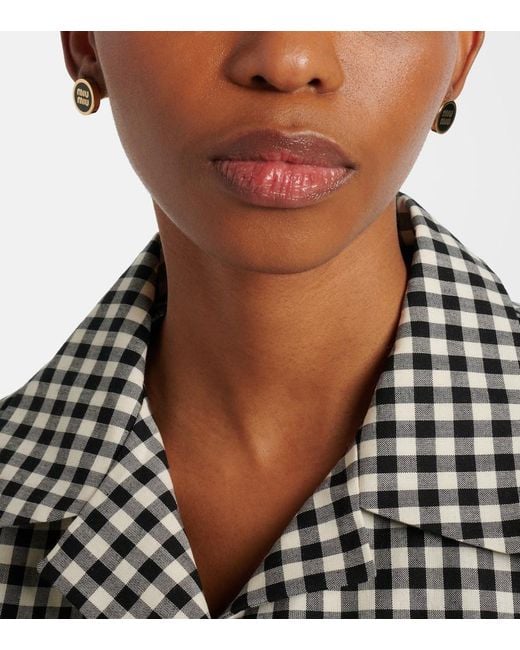 Miu Miu Black Logo Stud Earrings