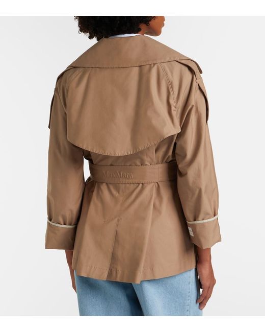 Max Mara Natural Clara Cotton-Blend Gabardine Trench Coat
