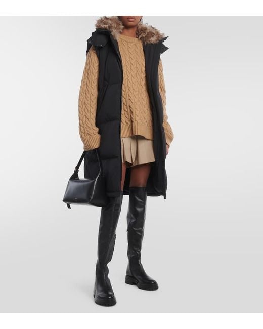 Yves Salomon Black Daunenweste Mit Shearling