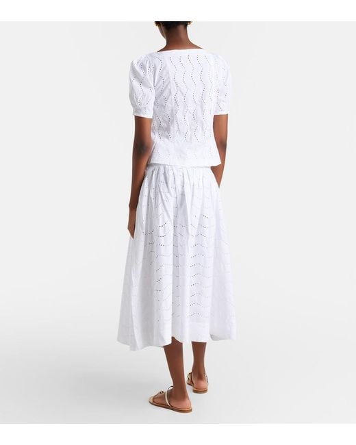 Polo Ralph Lauren White Broderie Anglaise Cotton Midi Skirt