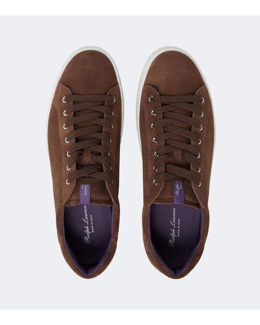 Ralph Lauren Brown Suede Sneakers for men