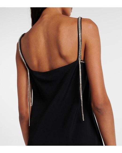 Sportmax Black Abetone1234 Embellished Cady Slip Dress