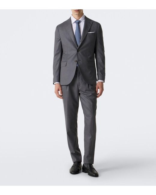 Eleventy Gray Single-Breasted Wool Suit for men