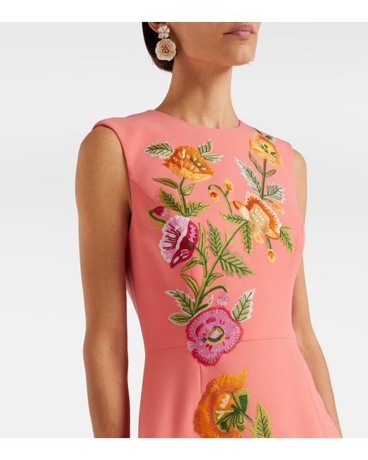Carolina Herrera Pink Embroidered Floral Cocktail Dress