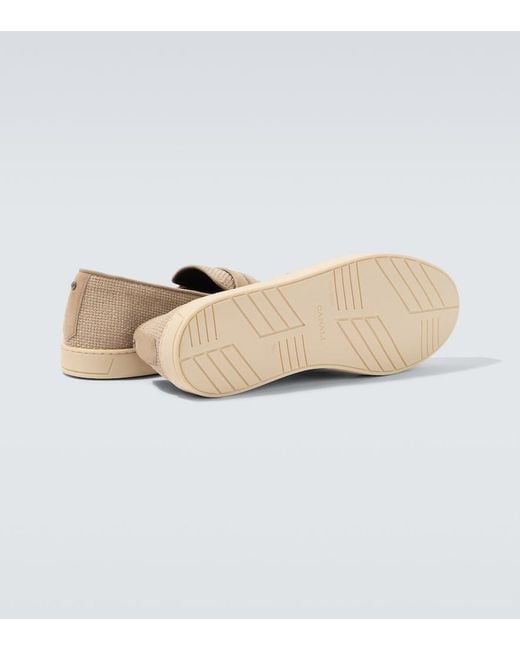 Canali White Woven Suede-Trimmed Penny Loafers for men