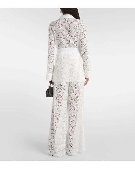 Dolce & Gabbana White Bow-detail Lace Jacket