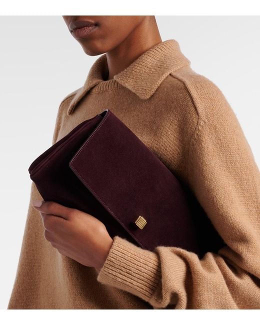 Khaite Purple Audrey Suede Clutch