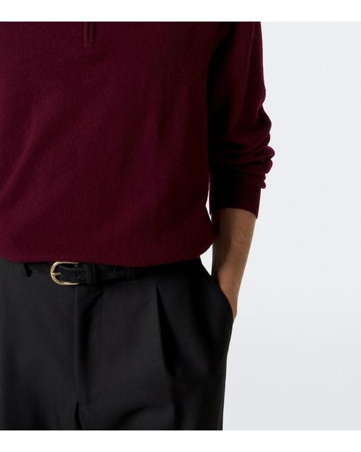 Lisa Yang Red Augustus Cashmere Half-Zip Sweater for men