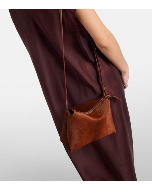 Khaite Brown Lina Medium Calf Hair Crossbody Bag