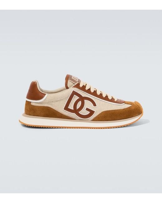 Dolce & Gabbana Brown Dg Cushion Suede-Trimmed Sneakers for men