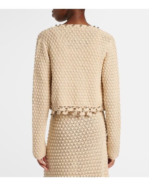 Rabanne Natural Embellished Crochet Cotton Cardigan