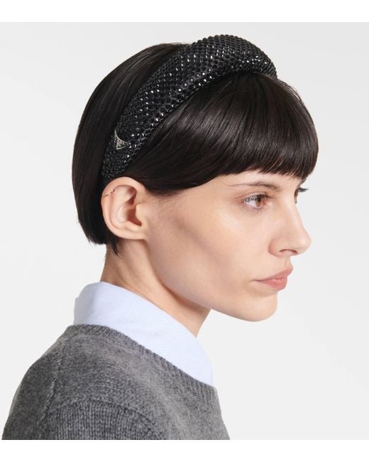 Prada Black Embellished Headband