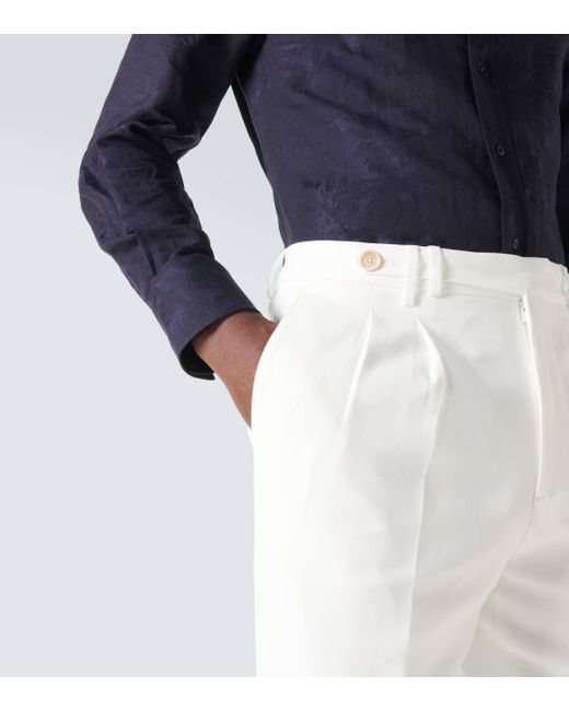 Brunello Cucinelli White Cotton Straight Pants for men