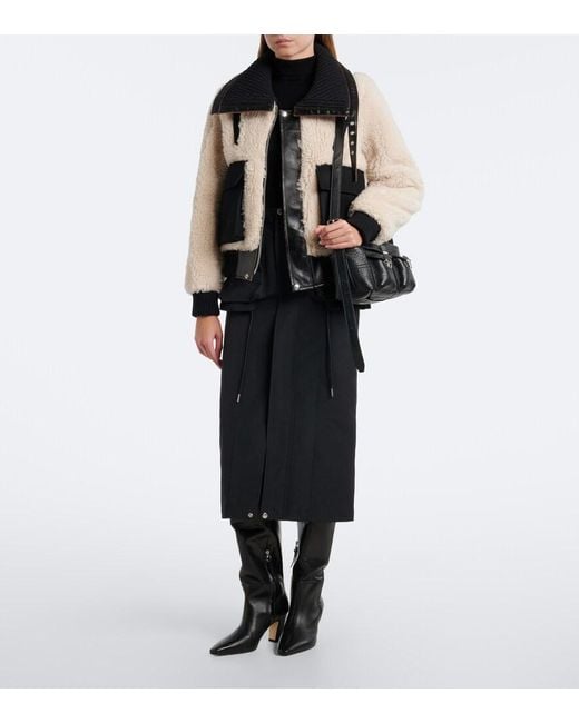 Sacai Black Cotton-Blend Zip-Up Midi Skirt