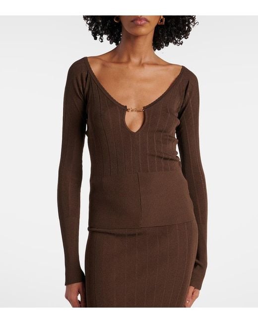 Jacquemus Brown Top Pralu Aus Rippstrick
