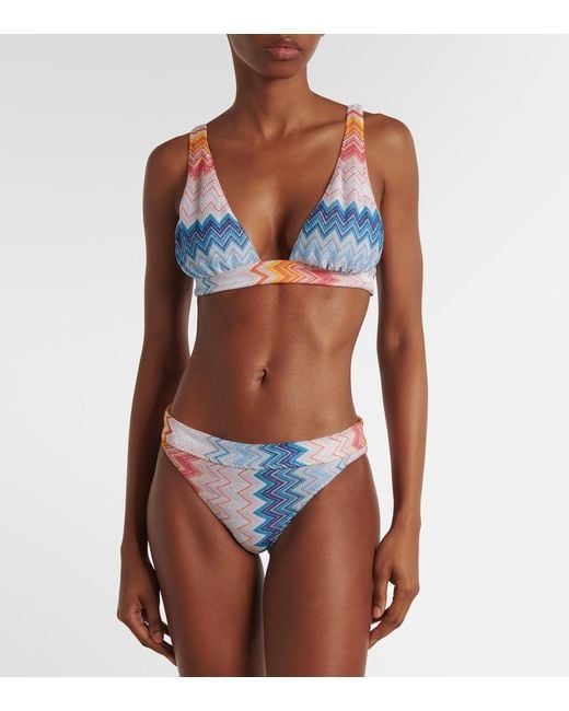 Missoni Blue Zigzag Plunge-Neck Bikini
