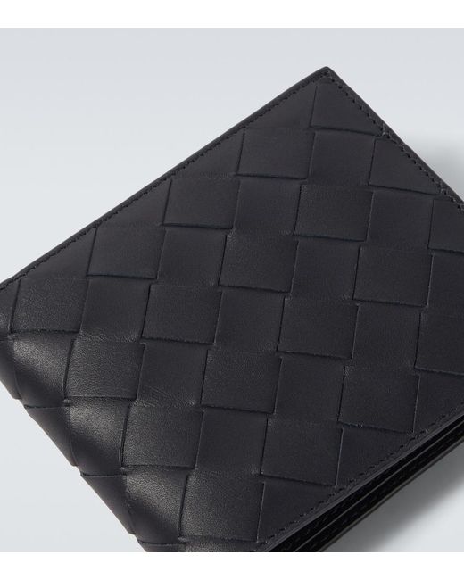 Bottega Veneta Black Intrecciato Leather Bifold Wallet for men