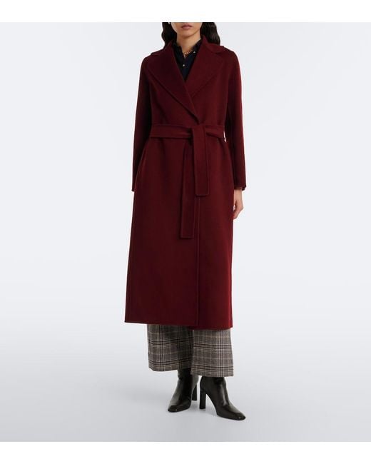 Max Mara Red Wool Wrap Coat