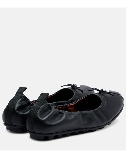 Hogan Black Olympia Leather Ballerina Flats