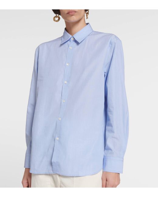 Nili Lotan Blue Raphael Cotton Poplin Shirt