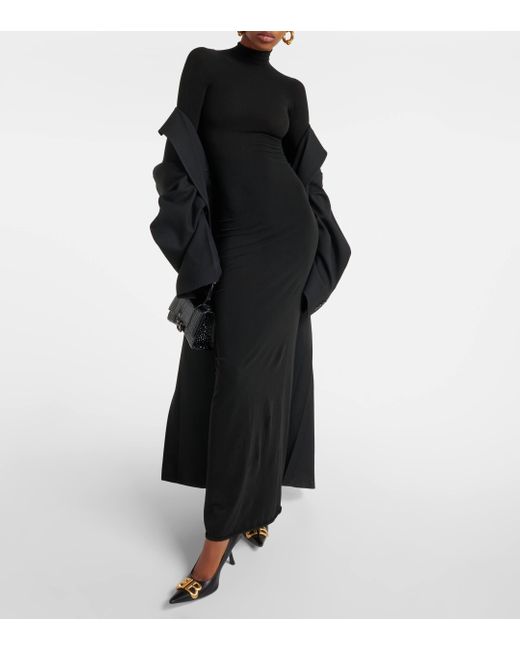 Robe longue a col roule Balenciaga en coloris Black